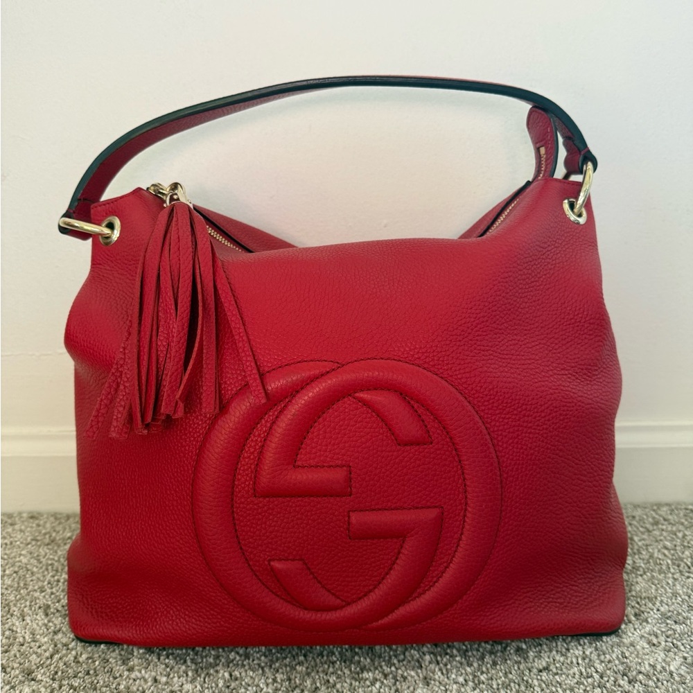 Gucci Large Calfskin Pebbled SoHo Convertible Hobo Bag, EUC - Picture 11 of 14